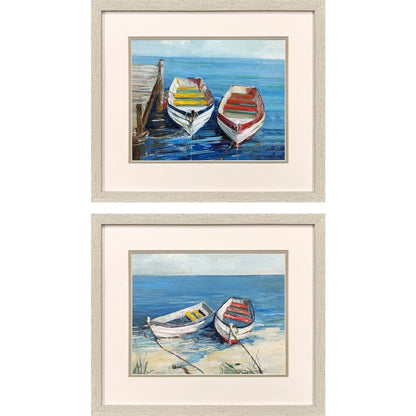 Set Of Two Day of Fishing Distressed White Framed Wall Art HomeRoots