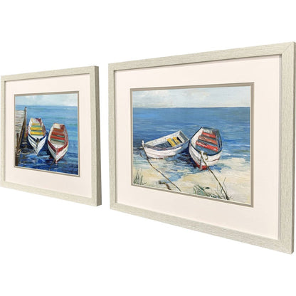 Set Of Two Day of Fishing Distressed White Framed Wall Art HomeRoots