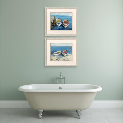 Set Of Two Day of Fishing Distressed White Framed Wall Art HomeRoots