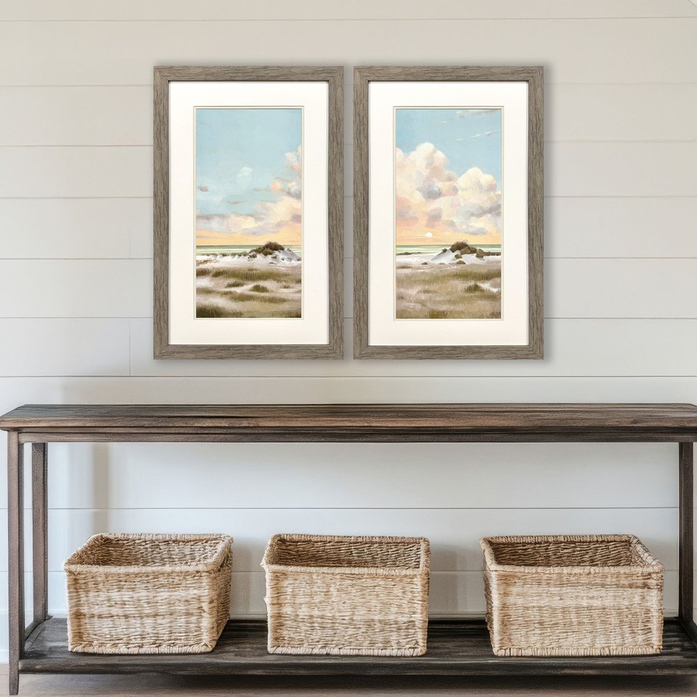 Set Of Two Land and Sea Brown Framed Wall Art HomeRoots