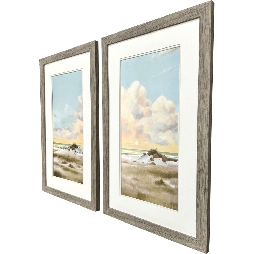 Set Of Two Land and Sea Brown Framed Wall Art HomeRoots