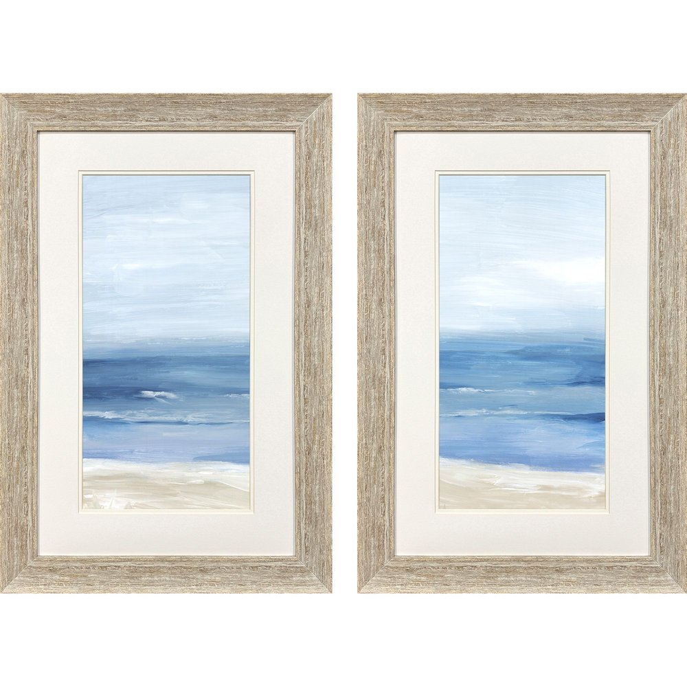 Set Of Two Beach Landscape Distressed White Framed Wall Art HomeRoots