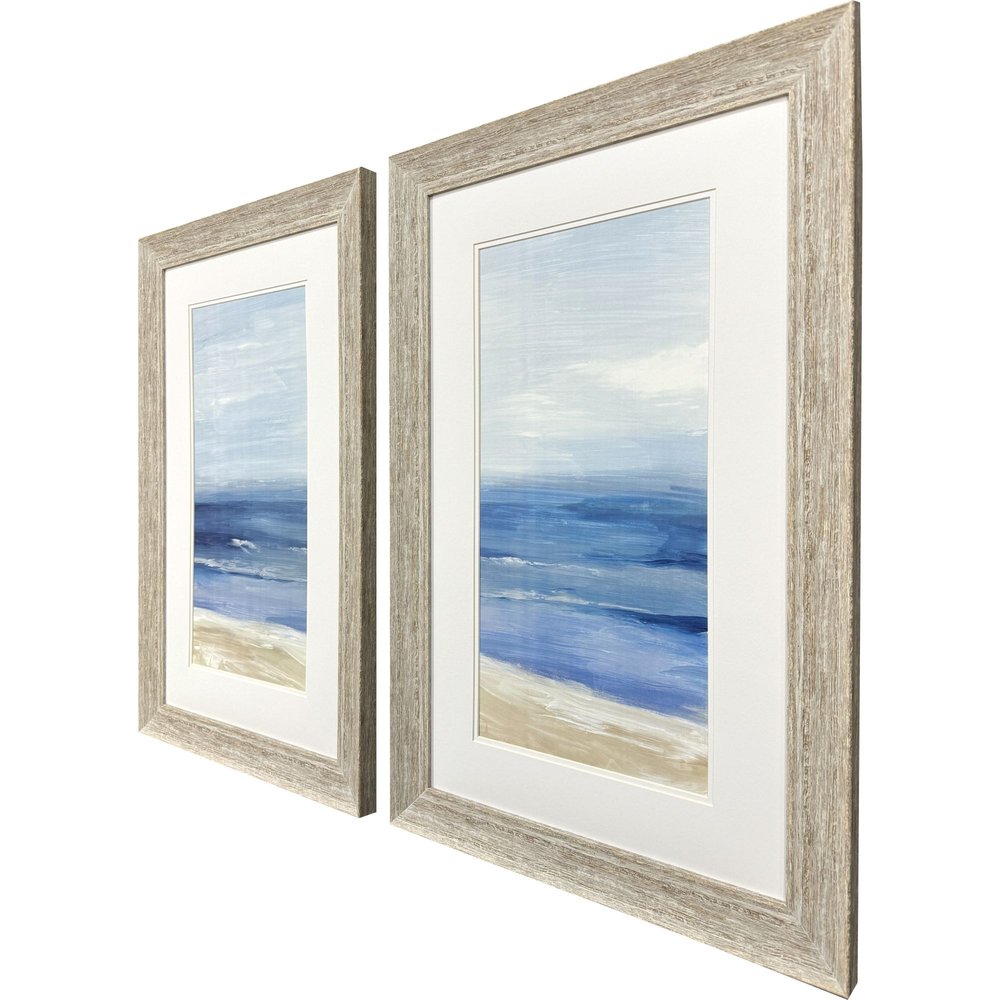 Set Of Two Beach Landscape Distressed White Framed Wall Art HomeRoots