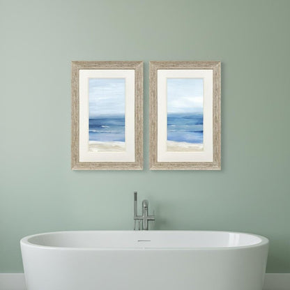 Set Of Two Beach Landscape Distressed White Framed Wall Art HomeRoots