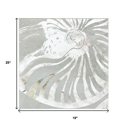 Set Of Two Nautilus Shell Distressed White Framed Wall Art HomeRoots