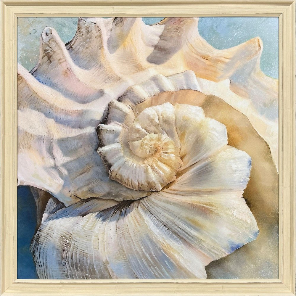 Center Shell Distressed White Framed Wall Art HomeRoots