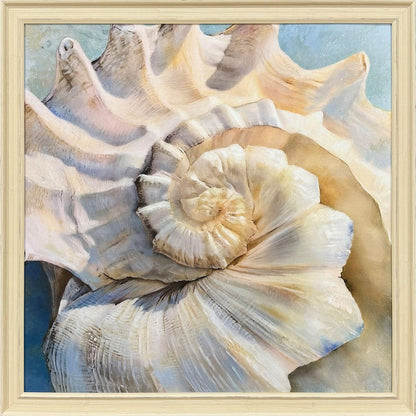 Center Shell Distressed White Framed Wall Art HomeRoots