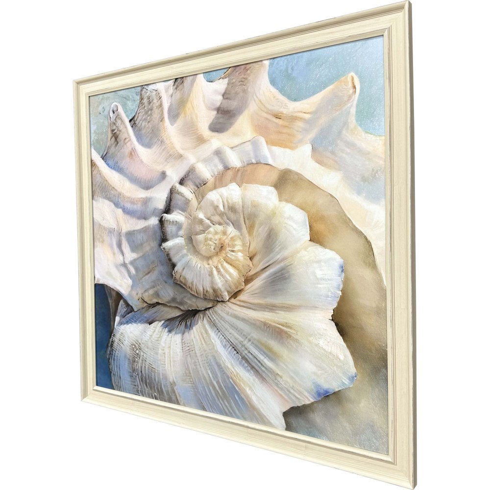 Center Shell Distressed White Framed Wall Art HomeRoots