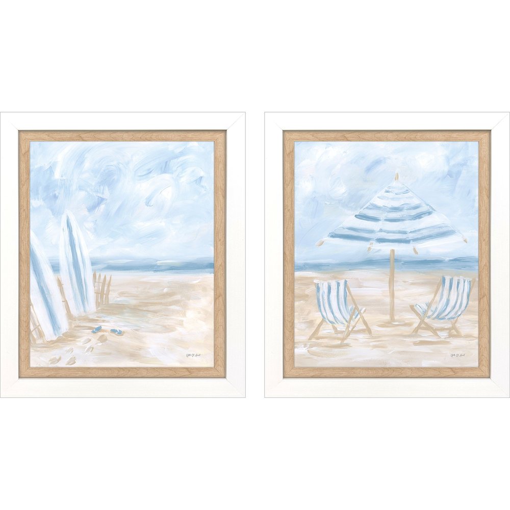 Set Of Two Beaching It White Framed Wall Art HomeRoots