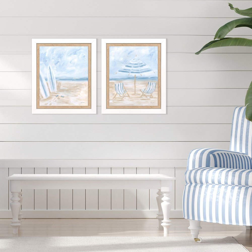 Set Of Two Beaching It White Framed Wall Art HomeRoots