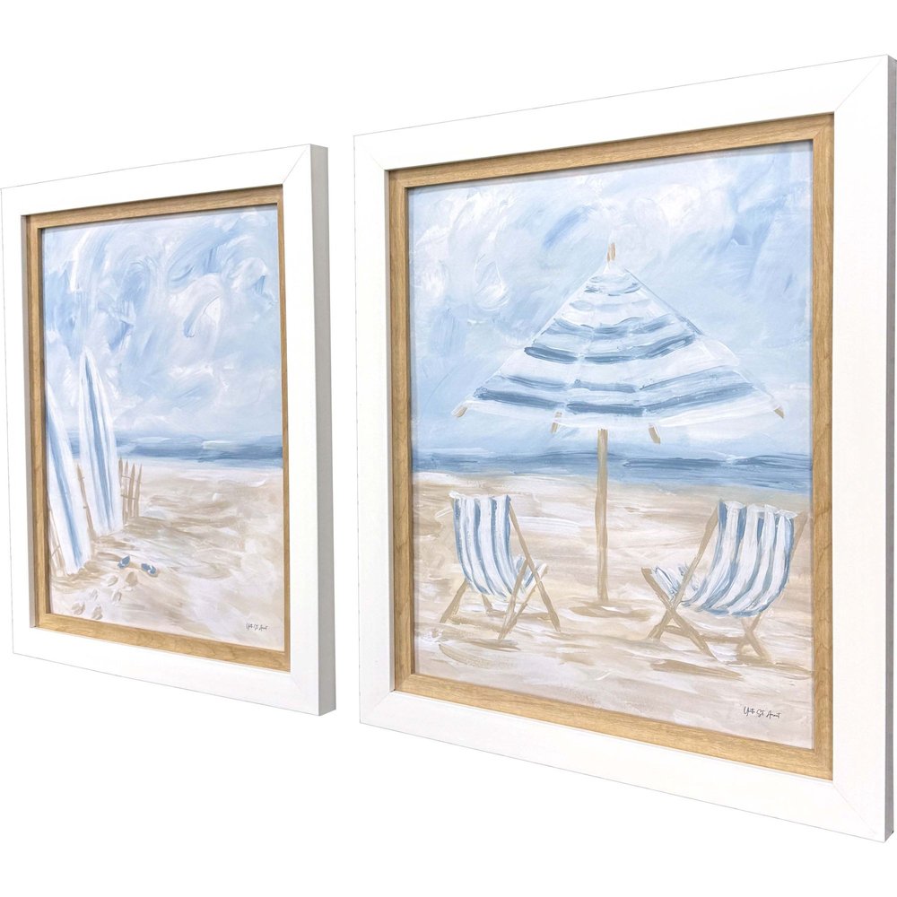 Set Of Two Beaching It White Framed Wall Art HomeRoots