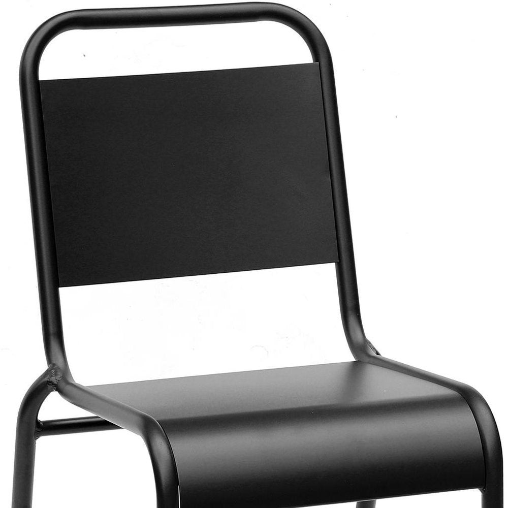 Set of Two Black Aluminum Outdoor Stacking Dining Chairs HomeRoots