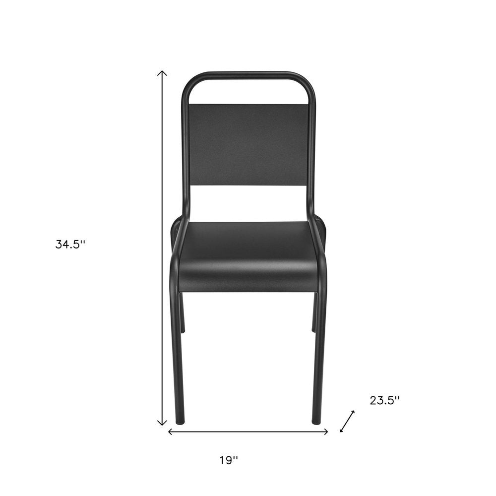 Set of Two Black Aluminum Outdoor Stacking Dining Chairs HomeRoots