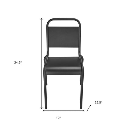 Set of Two Black Aluminum Outdoor Stacking Dining Chairs HomeRoots