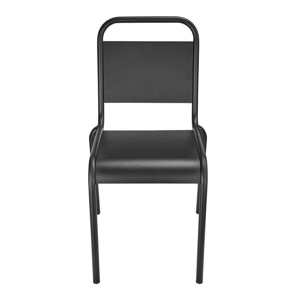 Set of Two Black Aluminum Outdoor Stacking Dining Chairs HomeRoots