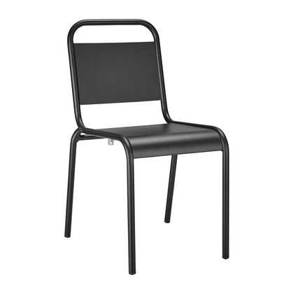 Set of Two Black Aluminum Outdoor Stacking Dining Chairs HomeRoots