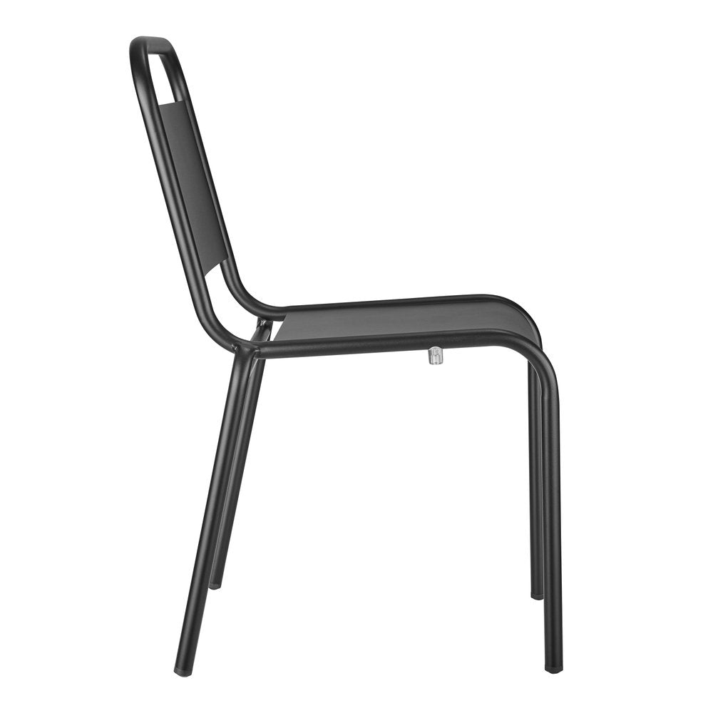 Set of Two Black Aluminum Outdoor Stacking Dining Chairs HomeRoots