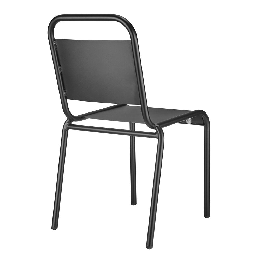 Set of Two Black Aluminum Outdoor Stacking Dining Chairs HomeRoots