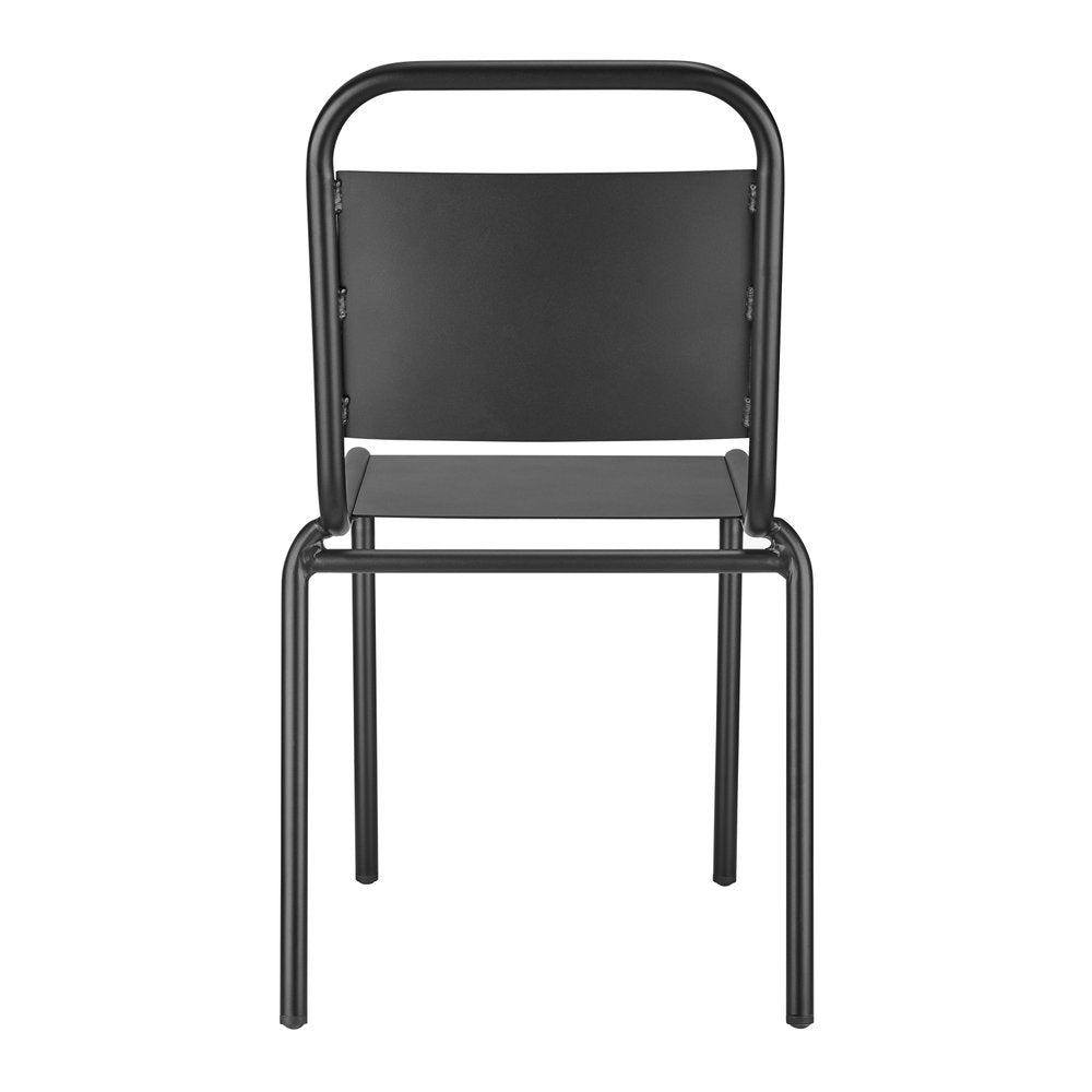 Set of Two Black Aluminum Outdoor Stacking Dining Chairs HomeRoots