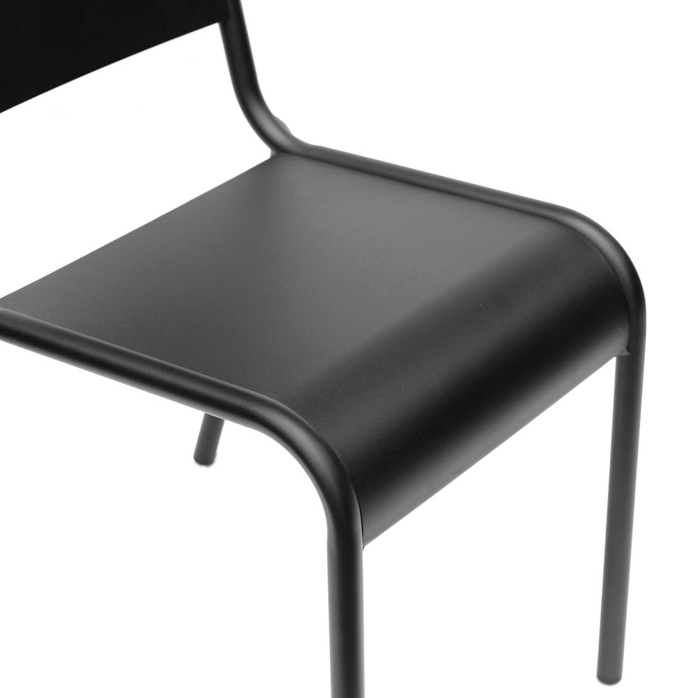 Set of Two Black Aluminum Outdoor Stacking Dining Chairs HomeRoots