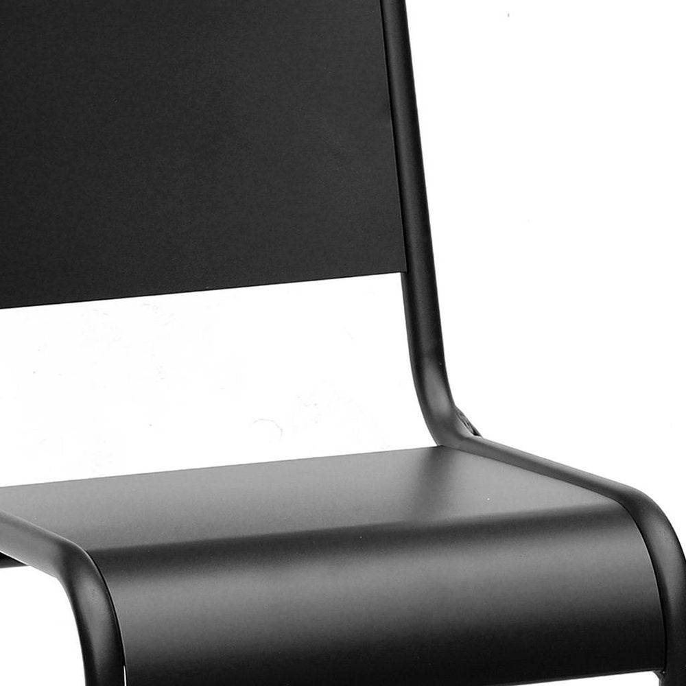 Set of Two Black Aluminum Outdoor Stacking Dining Chairs HomeRoots