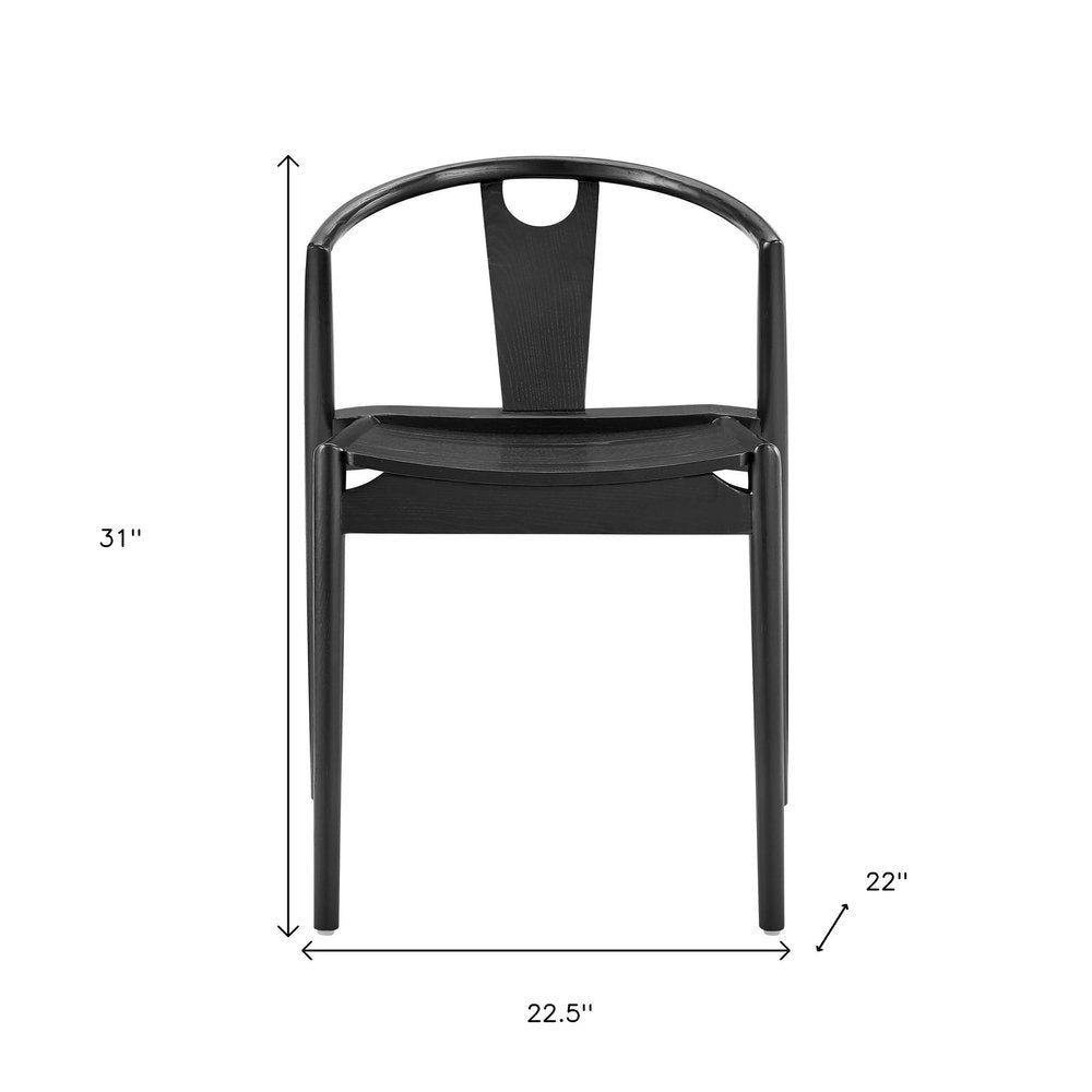 Black Solid Wood Open Back Dining Side Chair HomeRoots