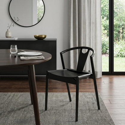 Black Solid Wood Open Back Dining Side Chair HomeRoots