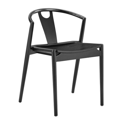 Black Solid Wood Open Back Dining Side Chair HomeRoots