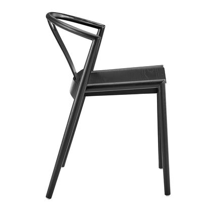 Black Solid Wood Open Back Dining Side Chair HomeRoots