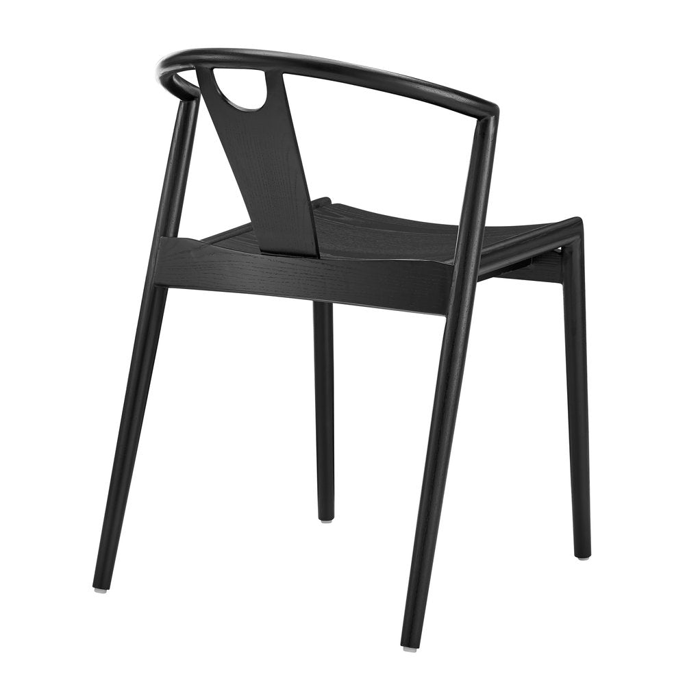 Black Solid Wood Open Back Dining Side Chair HomeRoots