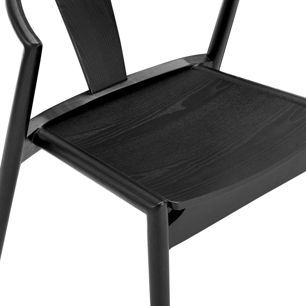 Black Solid Wood Open Back Dining Side Chair HomeRoots