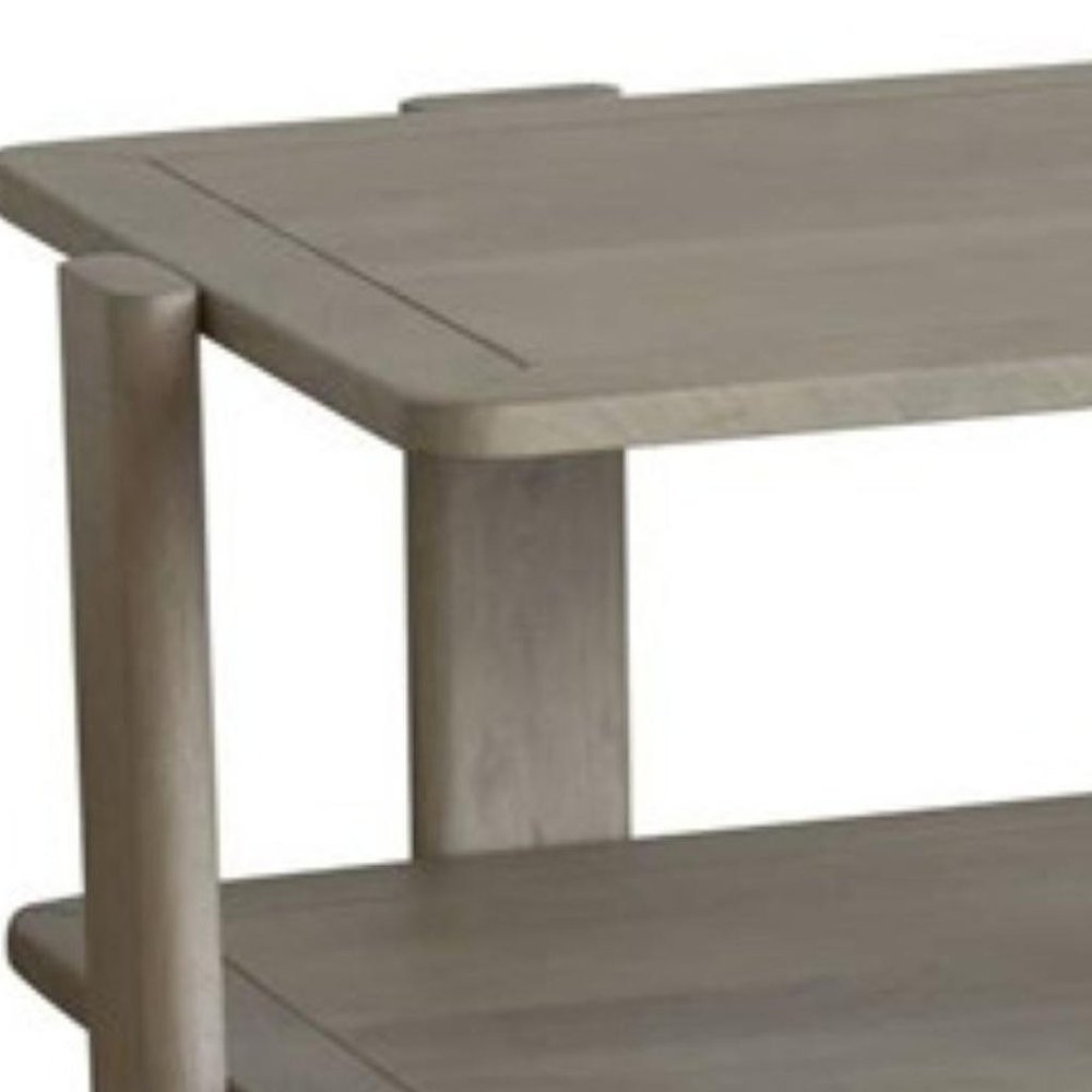 45" Natural Solid Wood Distressed Coffee Table With Shelf HomeRoots