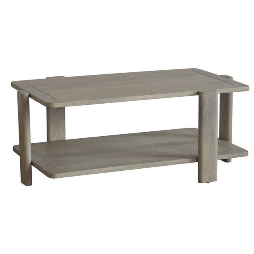 45" Natural Solid Wood Distressed Coffee Table With Shelf HomeRoots