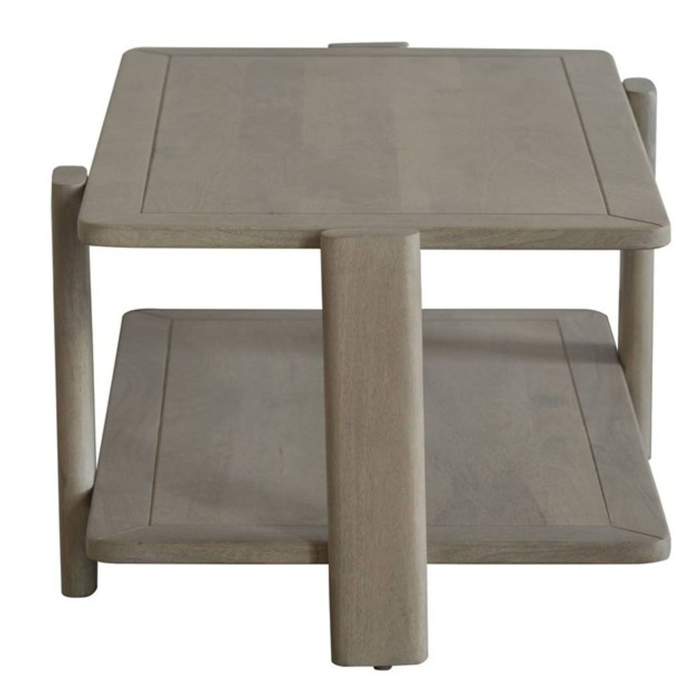 45" Natural Solid Wood Distressed Coffee Table With Shelf HomeRoots