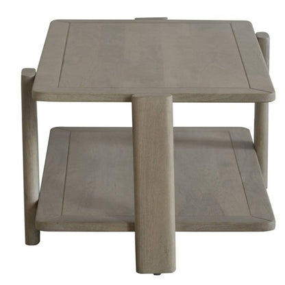45" Natural Solid Wood Distressed Coffee Table With Shelf HomeRoots