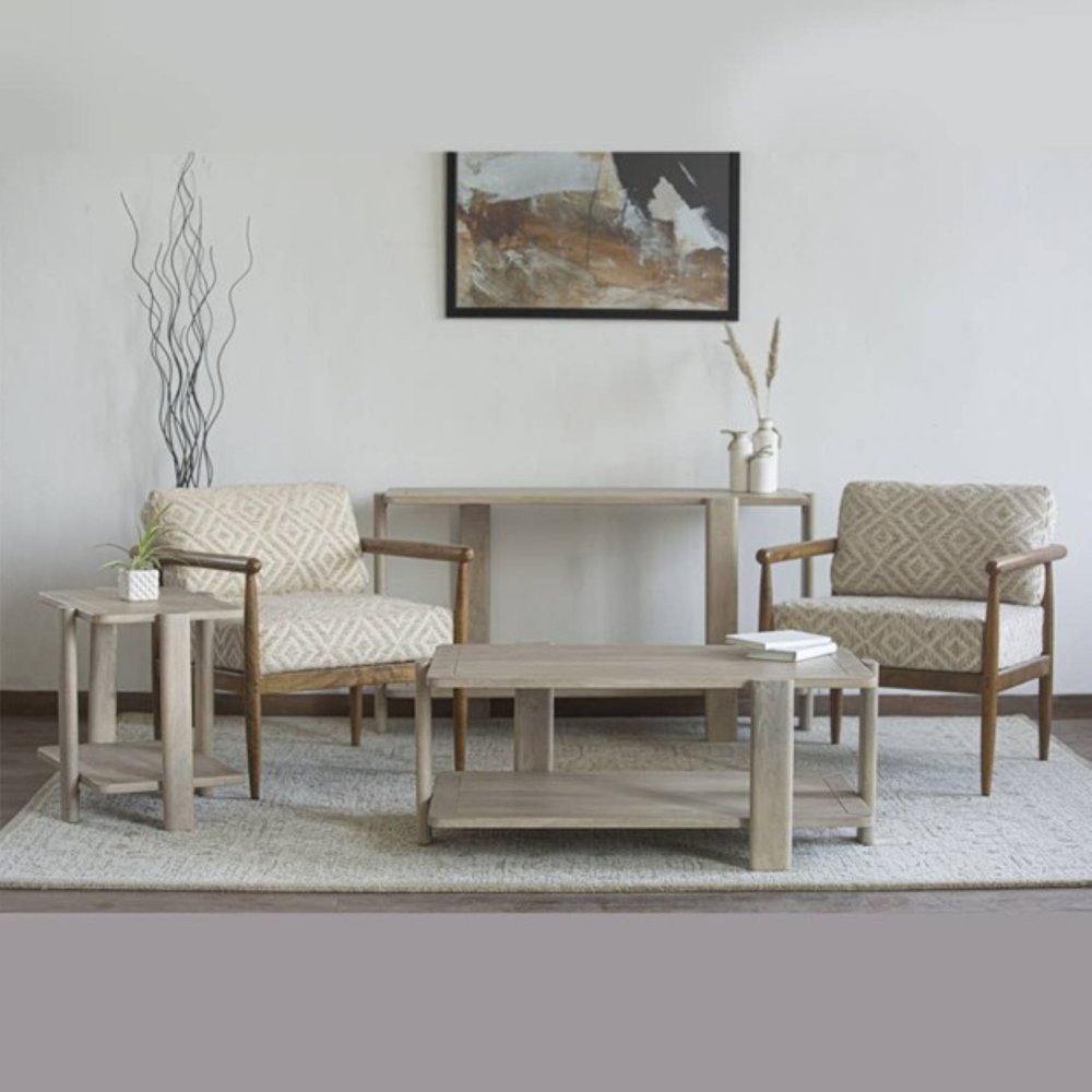 45" Natural Solid Wood Distressed Coffee Table With Shelf HomeRoots