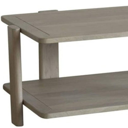 45" Natural Solid Wood Distressed Coffee Table With Shelf HomeRoots