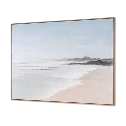 Oceana Bay Hand Painted Brown Floater Frame Wall Art HomeRoots