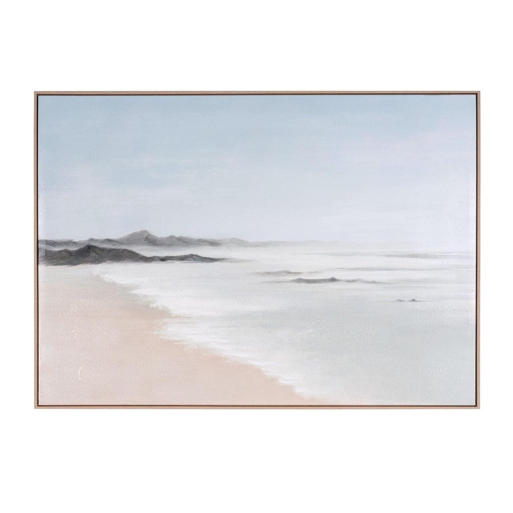 Oceana Bay Hand Painted Brown Floater Frame Wall Art HomeRoots