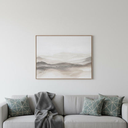 Over the Hills Hand Painted Brown Floater Frame Wall Art HomeRoots