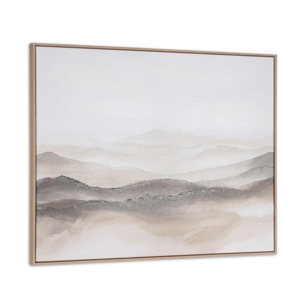 Over the Hills Hand Painted Brown Floater Frame Wall Art HomeRoots