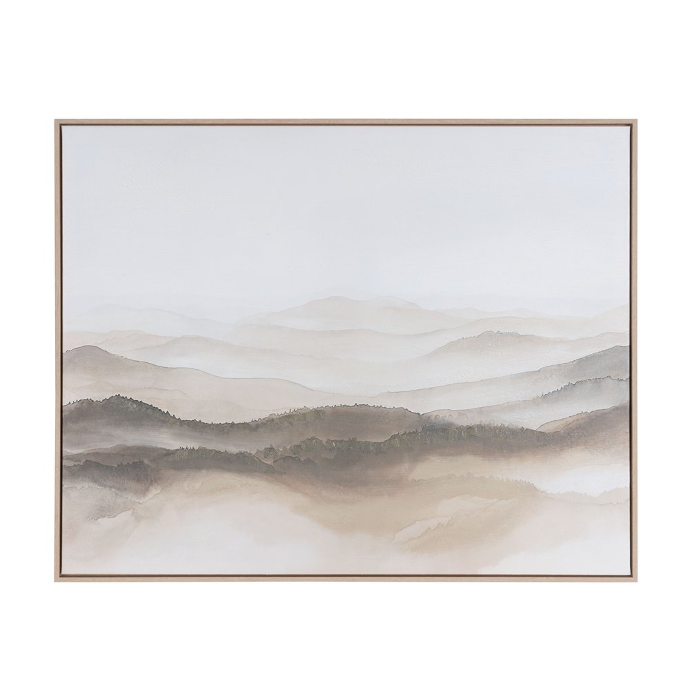Over the Hills Hand Painted Brown Floater Frame Wall Art HomeRoots