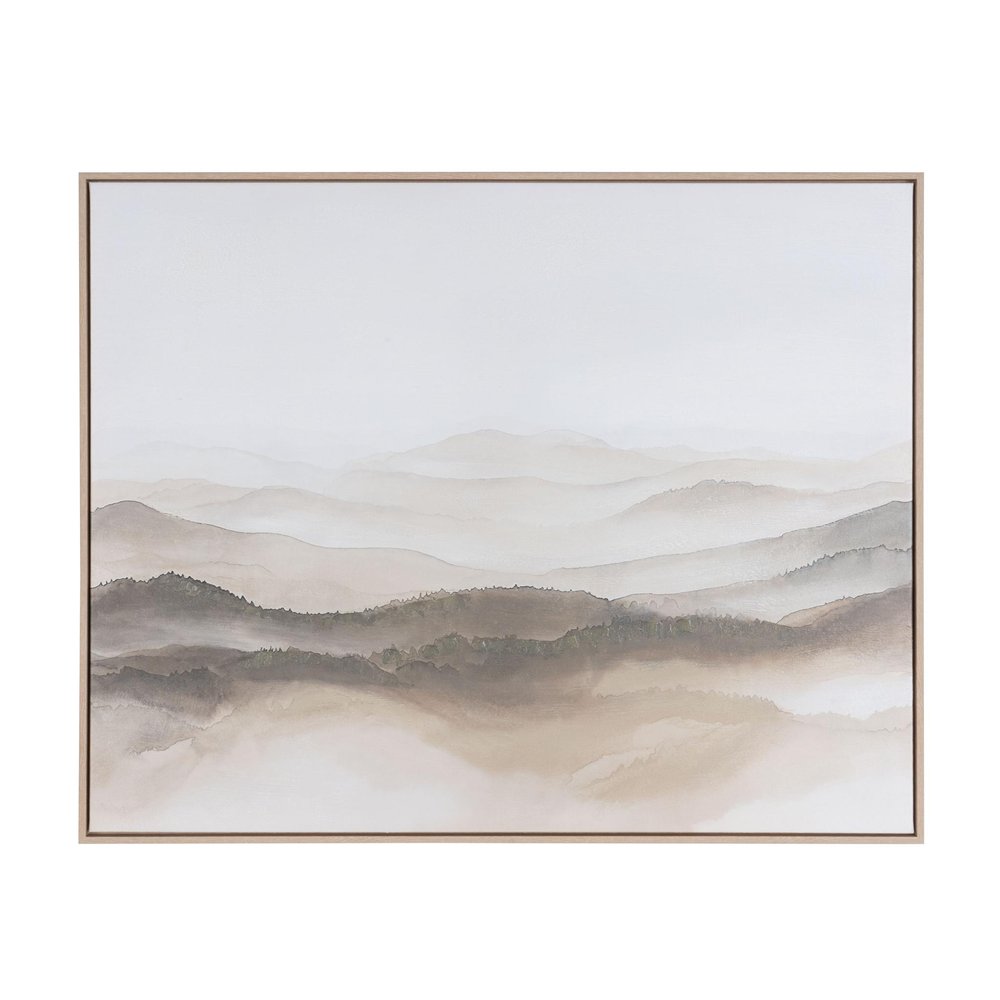 Over the Hills Hand Painted Brown Floater Frame Wall Art HomeRoots