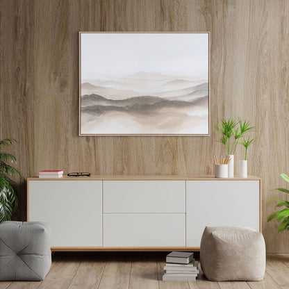 Over the Hills Hand Painted Brown Floater Frame Wall Art HomeRoots