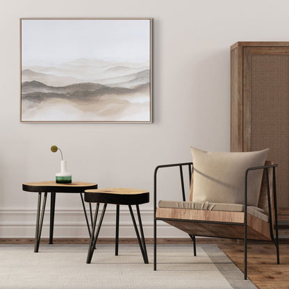 Over the Hills Hand Painted Brown Floater Frame Wall Art HomeRoots