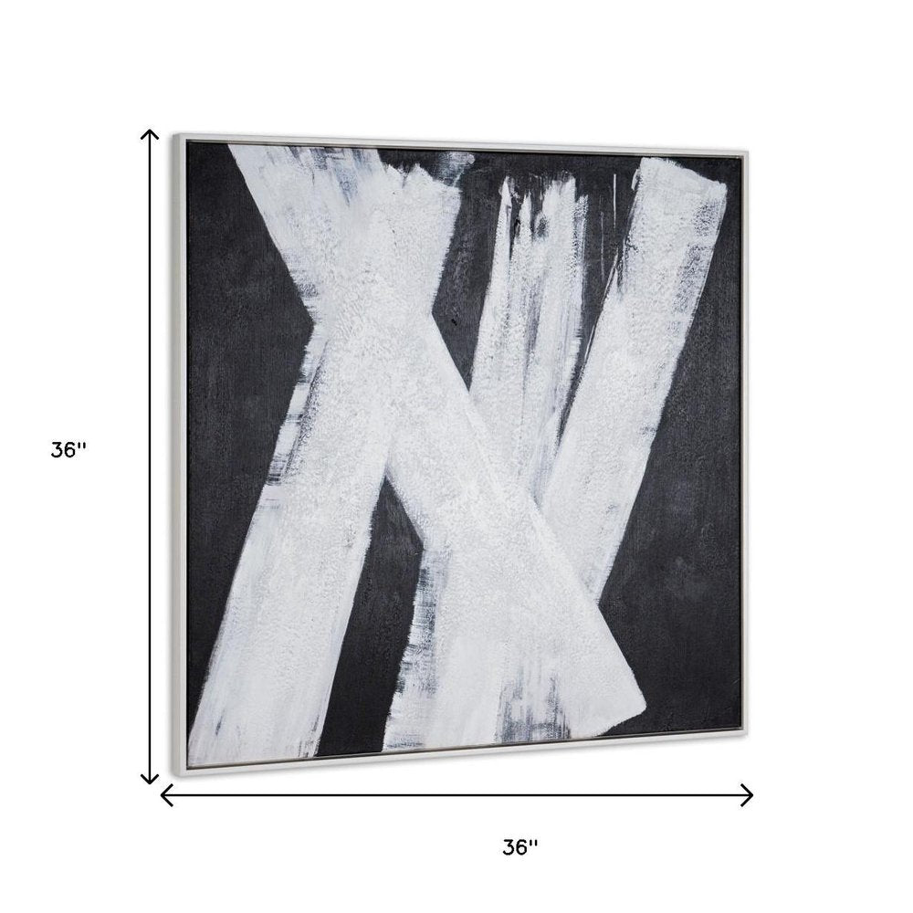 Intersecting Dimensions Hand Painted White Floater Frame Wall Art HomeRoots