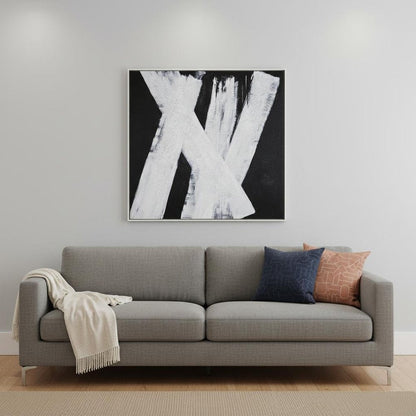 Intersecting Dimensions Hand Painted White Floater Frame Wall Art HomeRoots