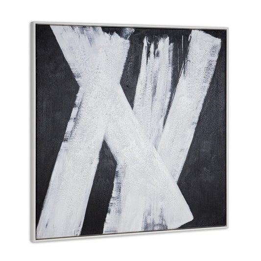 Intersecting Dimensions Hand Painted White Floater Frame Wall Art HomeRoots