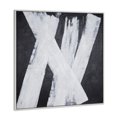 Intersecting Dimensions Hand Painted White Floater Frame Wall Art HomeRoots