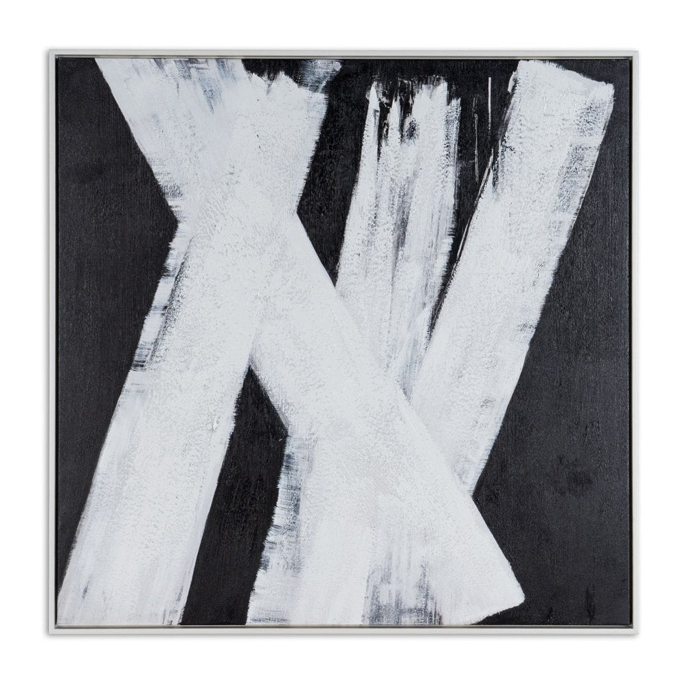 Intersecting Dimensions Hand Painted White Floater Frame Wall Art HomeRoots